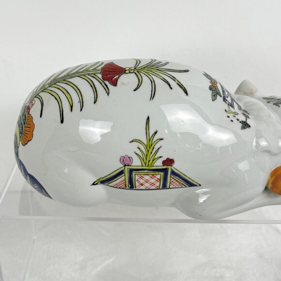 VTG Chinoiserie Sleeping Lucky Cat Figurine Ceramic Hand Painted MCM - Picture 7 of 15
